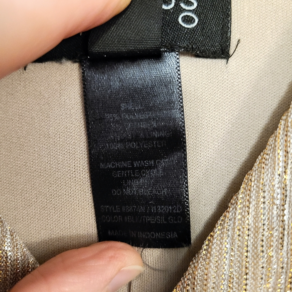 Enfocus Studio Sexy Cocktail Party Champagne Glitter & Black Ruffle Skirt Dress - Picture 3 of 5